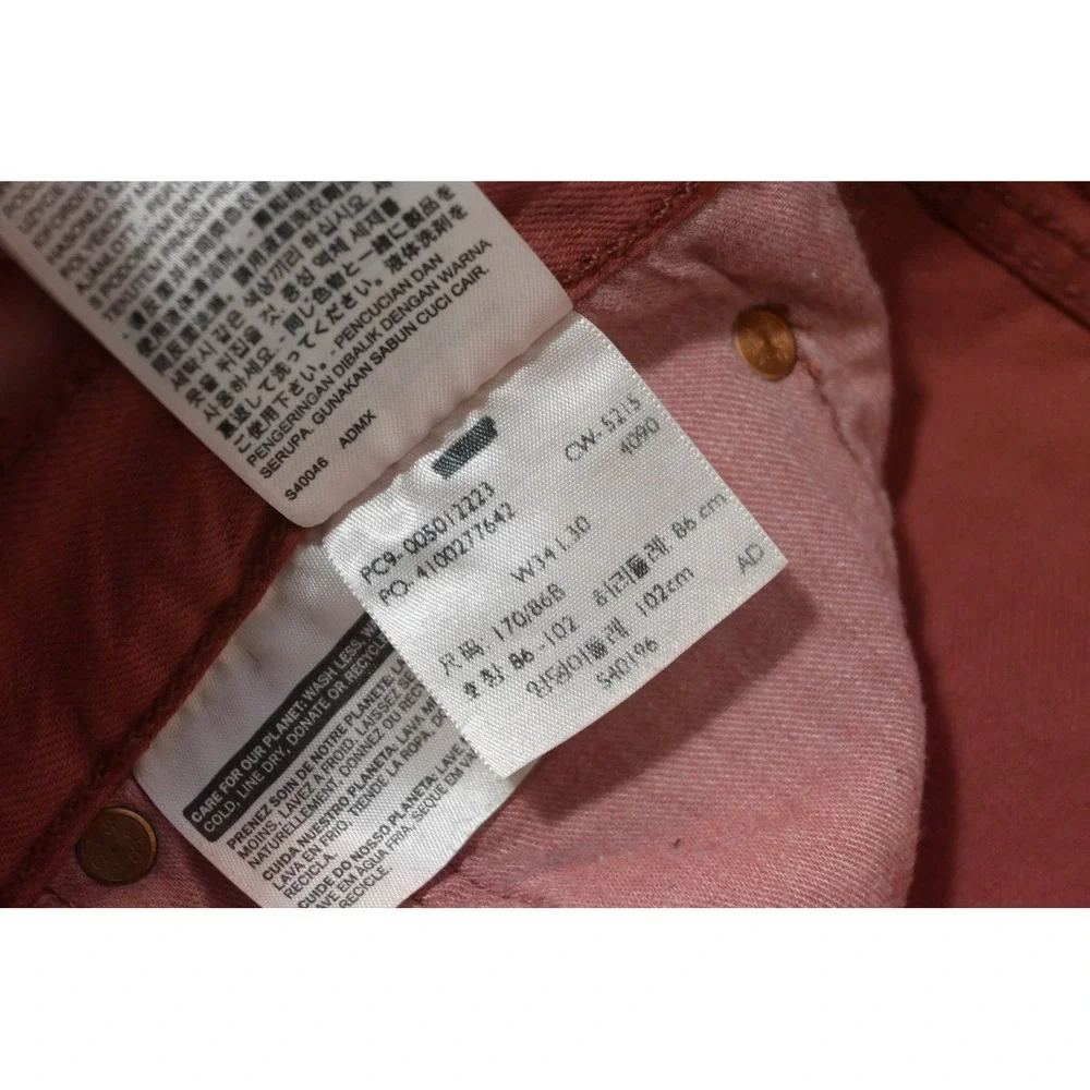 Levis 501 Original Fit Jeans Mens 34x30 Salmon Pink Red Button Fly Excellent